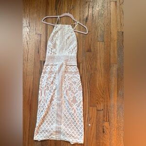 Lulu's Cream Lace Backless Dress